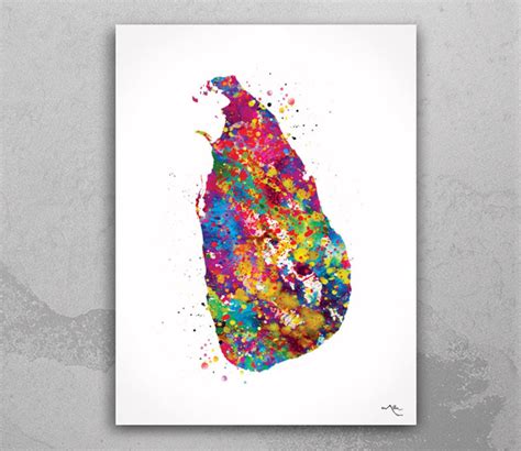 Sri Lanka Map Watercolor Print Sri Lanka Art Wall Art Wedding Gift Honeymoon Gift Map Wall ...