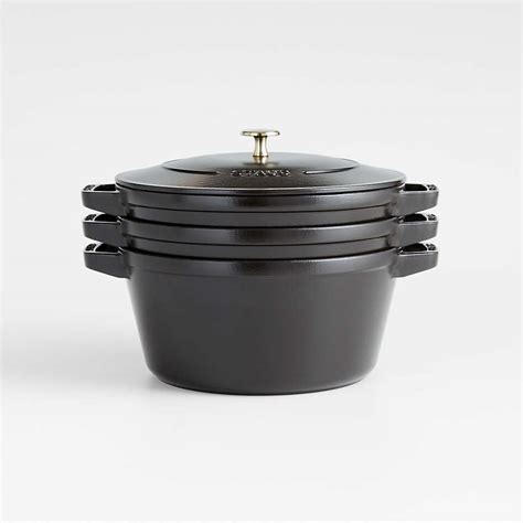 Staub Matte Black 4-Piece Stackable Cookware Set + Reviews | Crate ...