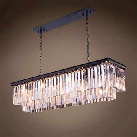 Apex Odeon Rectangular Fringe Crystal Chandelier | Rectangular chandelier, Glass chandelier ...