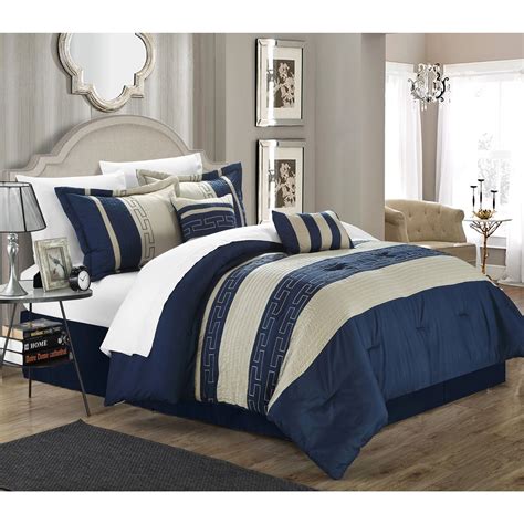 Chic Home Hotel Collection Caleb Navy in Detailed Embroidery 6-Piece ...