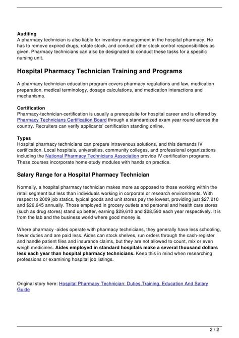 Hospital Pharmacy Technician: Duties,Training, Education And Salary G…