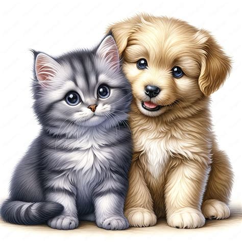 Cat Dog Clipart Heartwarming Cat & Dog Friendship Clipart Bundle 10 High-quality Designs Pet Art ...