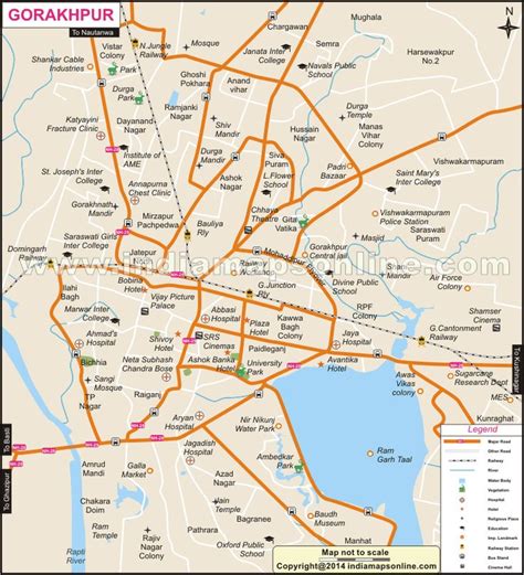 Gorakhpur City Map Showing road, railway, hospital, hotel etc. | paicart.com | Pinterest | City ...