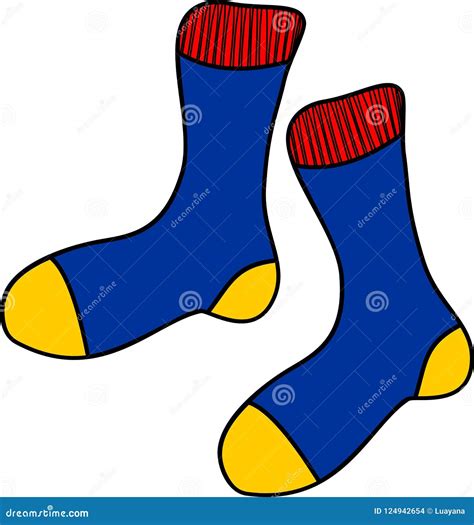 Blue Cartoon Socks on White Background Stock Vector - Illustration of blue, color: 124942654