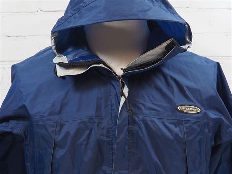 STEARNS Dry Wear Rain Jacket Mens M Blue Hooded Coat Wind/Waterproof ...