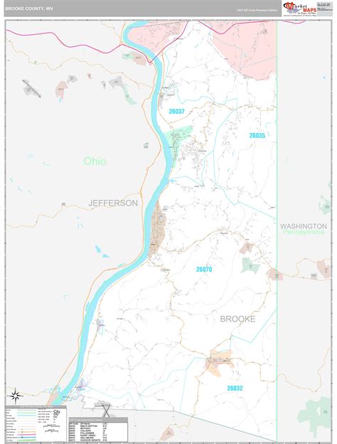 Brooke County, WV Wall Map Premium Style by MarketMAPS - MapSales