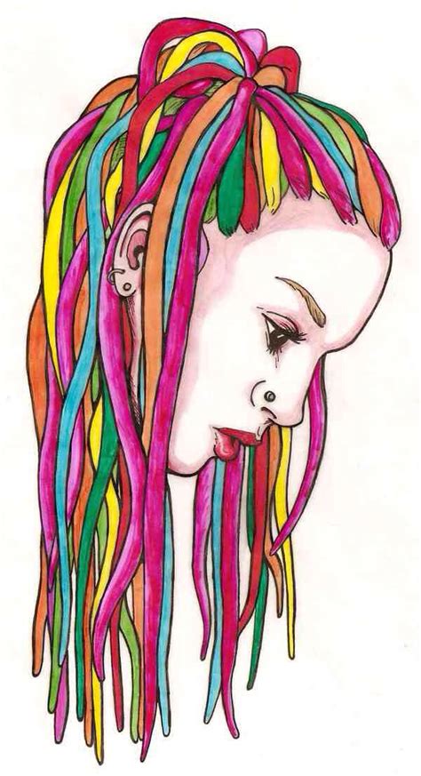 Colorful dreads Lock Drawing, Girl Drawing, Women With Dreadlocks ...