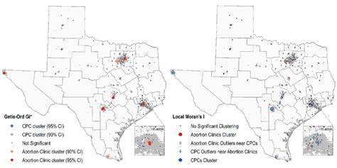 Getis-Ord Gi* (left) and Local Moran’s I (LISA) (right) showing spatial... | Download Scientific ...