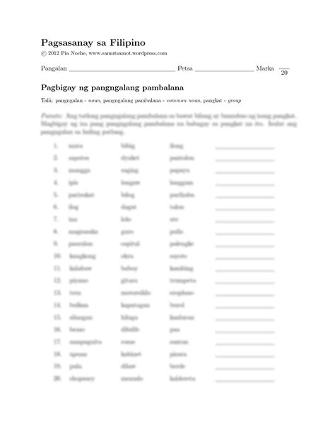 Worksheet For Grade Uri Ng Pangngalan Pantangi At Pambalana Porn | The ...