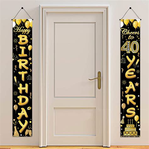 Buy HOWAF 2pcs 40th Birthday Party Decorations Black and Gold, Happy Birthday Banner, Cheers to ...