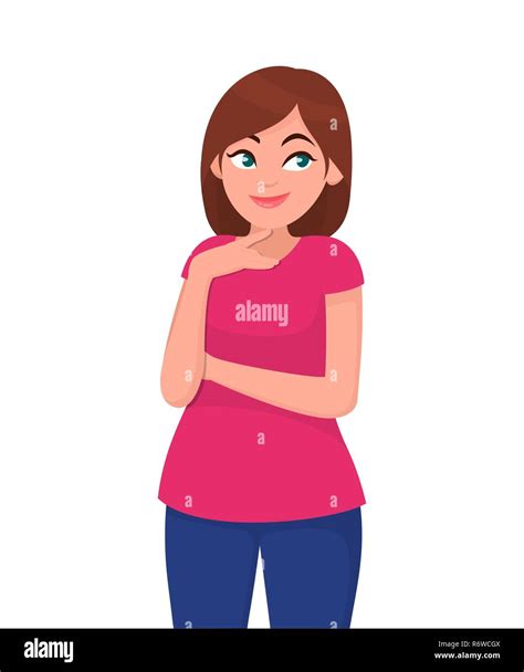 Pretty young woman looking upwards Stock Vector Images - Alamy