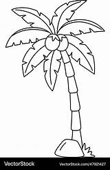 Tree Coconut Palm Outline Coloring Clipart Easy Clip Printable Leaf  sketch template