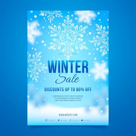 Free Vector | Realistic winter sale poster template