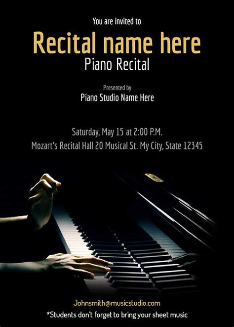 piano recital maestro--free recital invitation templates | Piano Studio - Recitals | Pinterest ...