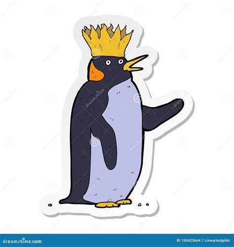 Sticker of a Cartoon Emperor Penguin Waving Stock Vector - Illustration ...