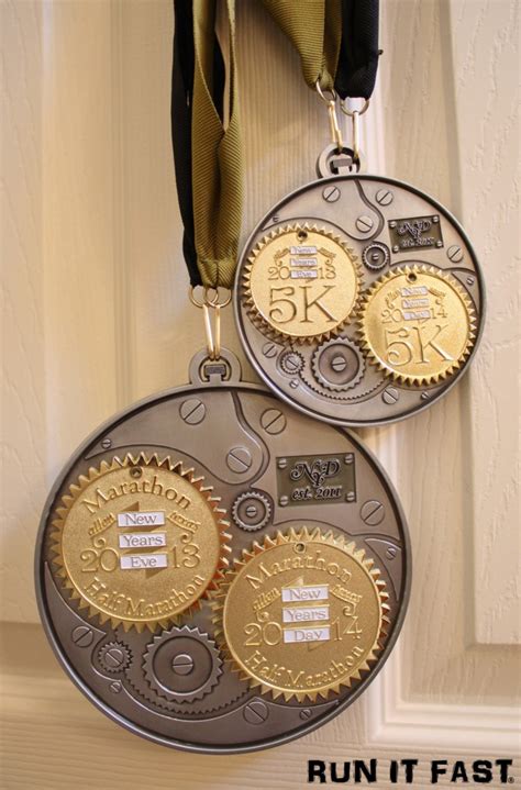 New Years Double Half Marathon & 5K Medals (2014) - Run It Fast®Run It ...