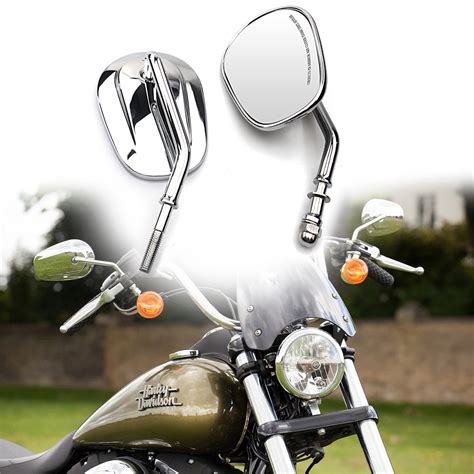 8mm Chrome short stem Mirrors For Harley Sportster Street Softail Road King KY | eBay