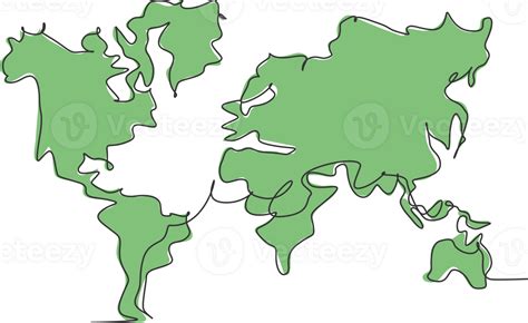 World atlas. Continuous one line drawing of world map minimalist ...