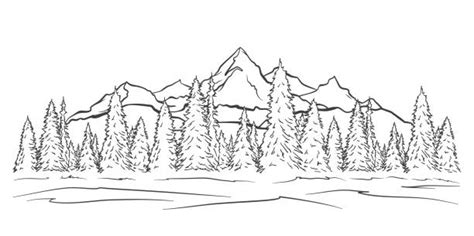 Forest Road Graphic Art Black White Landscape Sketch Illustration Vector Illustrations, Royalty ...