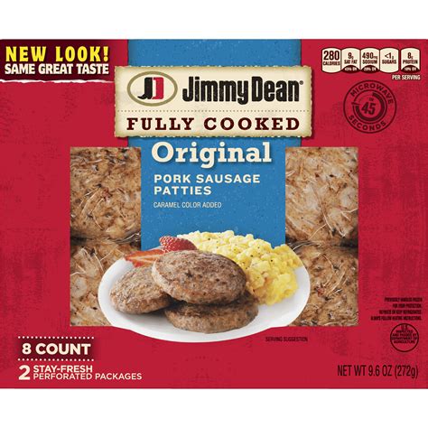 Jimmy Dean Original Fully Cooked Pork Sausage Patties, 9.6 Oz., 8 Count - Walmart.com - Walmart.com