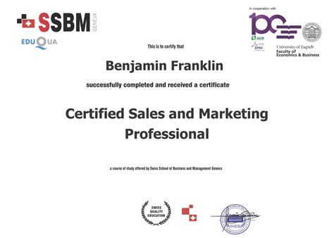 Certified Sales and Marketing Professional - Swiss School of Business and Management Geneva