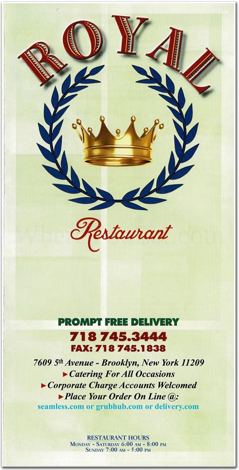 The Royal Restaurant Restaurant in Brooklyn / Official Menus & Photos