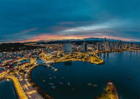 Panama city skyline at sunset · Free Stock Photo