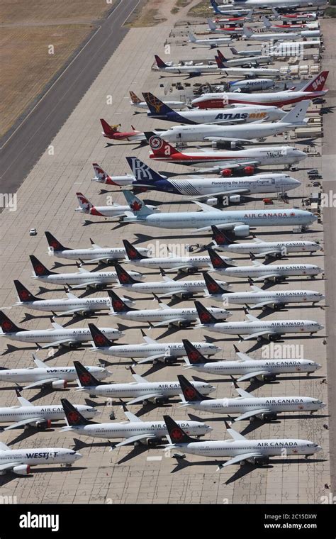 Marana, AZ, USA. 13th June, 2020. Various aircraft remain stored at ...