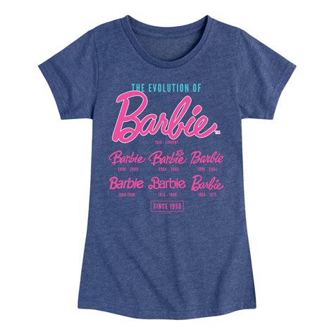 Barbie - Logo Evolution - Girls Fitted Short Sleeve Graphic T-Shirt ...