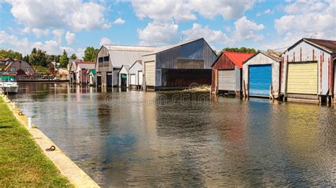 The Boat Houses at Port Rowan Harbor on Lake Erie in Ontario, Canada ...