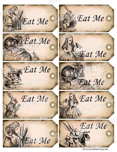 Alice In Wonderland Free Printable Tags free printable drink me eat me ...