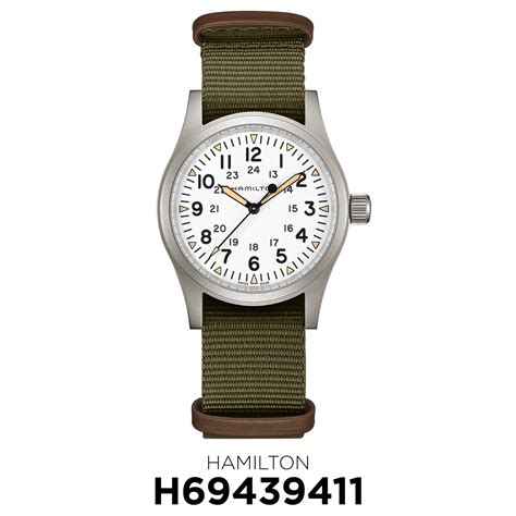 Hamilton Khaki Field White Dial Automatic Mechanical Watch Nato Strap ...