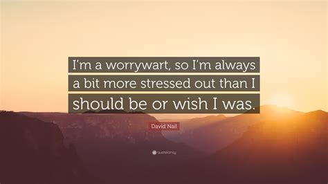 David Nail Quote: “I’m a worrywart, so I’m always a bit more stressed out than I should be or ...