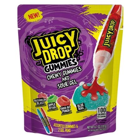 Juicy Drop Gummies Sweet Gummy Candy & Sour Gel Applicators, 6.7 oz - Walmart.com