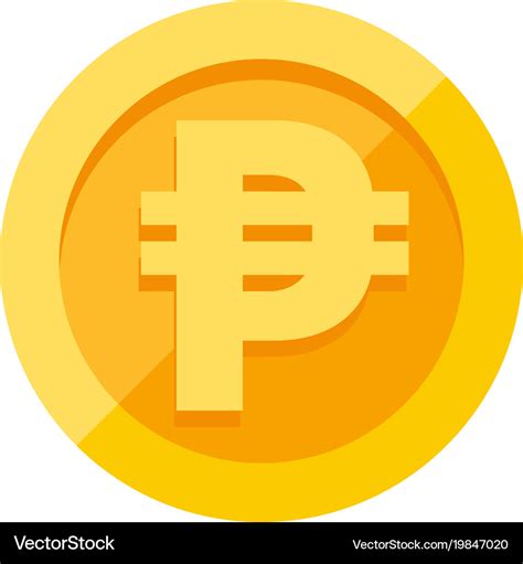 Philippine peso currency symbol on gold coin flat Vector Image