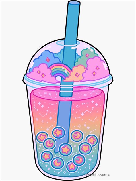 'Rainbow Boba ' Sticker by freshbobatae in 2021 | Cute food drawings ...