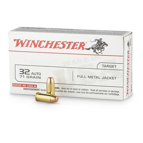 Winchester, .32 ACP, FMJ, 71 Grain, 50 Rounds - 12042, .32 ACP Ammo at Sportsman's Guide