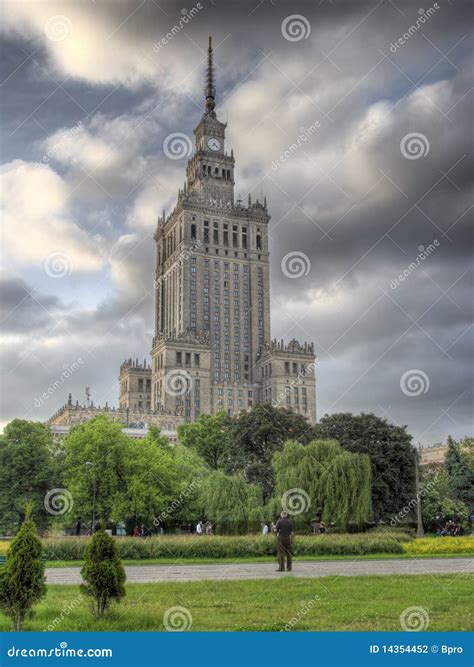 Palace of Culture and Science in Warsaw Stock Photo - Image of clock ...