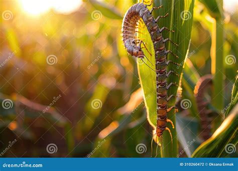 Many Worms Eats Corn Cobs On Corn Field, Hungry Caterpillars Eats Corn ...