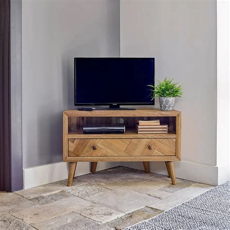 Parquet Mid Century Corner TV Unit | Oak Furnitureland in 2020 | Corner ...