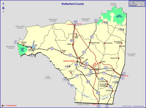 Map Of Rutherford County Nc - Map Of Continents And Oceans