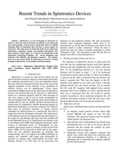 (PDF) Recent Trends in Spintronics devices