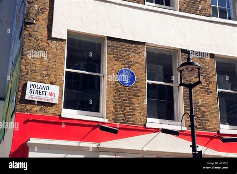 united kingdom central london w1 a blue plaque in poland street marking ...