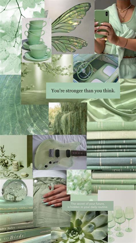 Soft green aesthetic collage wallpaper | Green aesthetic tumblr, Iphone ...