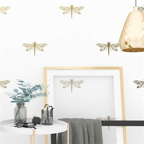 Dragonfly Wall Decals Modern Wall Stickers Gold Wall - Etsy