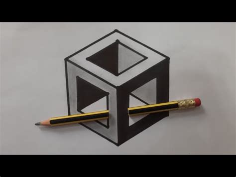 Cube see through 3D drawing (tutorial) - YouTube