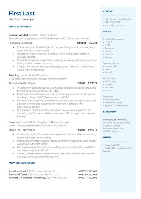 14 Full Stack Developer Resume Examples for 2023 | Resume Worded