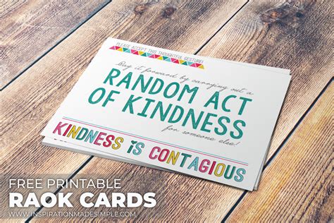 Random Acts of Kindness Ideas and Free Printable