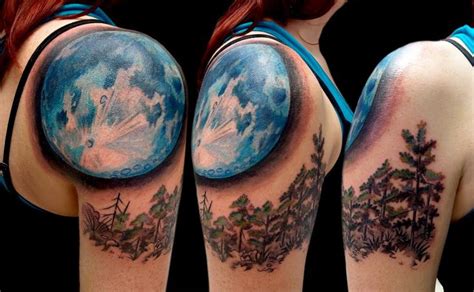 Moon tattoo, Blue moon tattoo, Realistic moon tattoo