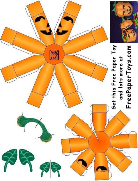 Pumpkin paper model free pattern | Halloween miniatures, Dollhouse halloween, Halloween paper